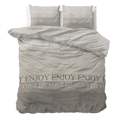 Dekbedovertrek Enjoy - Eenpersoons (140x200 cm) - Taupe Microvezel - Dessin: - Sleeptime Classy - Dekbed-Discounter.nl