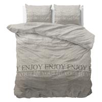 Dekbedovertrek Enjoy - Eenpersoons (140x200 cm) - Taupe Microvezel - Dessin: - Sleeptime Classy - Dekbed-Discounter.nl