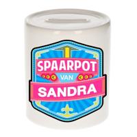 Kinder spaarpot met naam - Sandra - keramiek - met dop - wit - Sparen - Spaargeld van Sandra