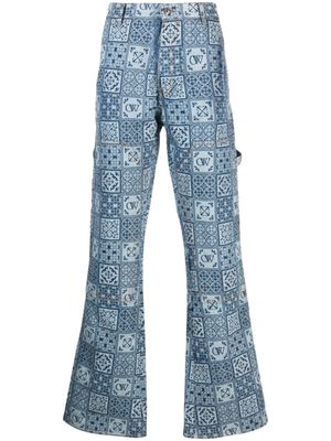 Off-White jean cargo à coupe évasée - Bleu