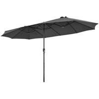 Dubbele Parasol 470 x 280 cm Groot XXL UV-Bescherming Tuinparasol Terrasparasol met Handslinger Marktscherm voor Tuin Terras Grijs