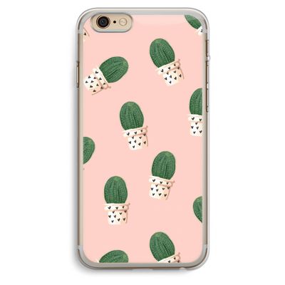 Cactusprint roze: iPhone 6 Plus / 6S Plus Transparant Hoesje