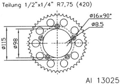 ESJOT Chain wheel 420 50z aluminum silver mud groov