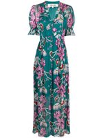 DVF Diane von Furstenberg robe longue Erika à fleurs - Vert - thumbnail