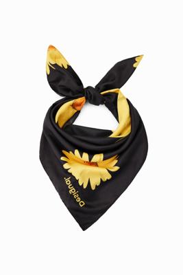 Vierkante sjaal met madeliefjes - BLACK - U