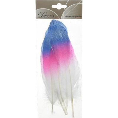 6x Blauw/roze/witte sierveren 18 cm decoraties