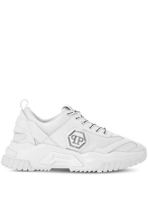 Philipp Plein baskets en cuir à plaque logo - Blanc
