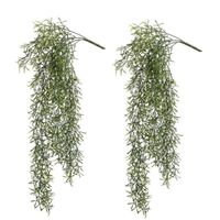 2x Kunstplant groene gras hangplant/tak 75 cm