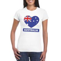 Australie t-shirt - met hartjes vlag print - wit - dames - korte mouwen - landen supporters