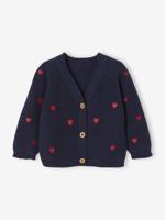 Babyvestje met borduursel en V-hals van Engels ribbreisel marineblauw
