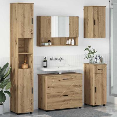 Badkamermeubelset met lade 5 pcs artisanaal eikenkleurig