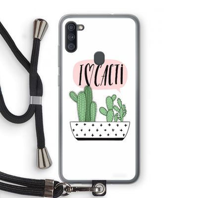 I love cacti: Samsung Galaxy A11 Transparant Hoesje met koord