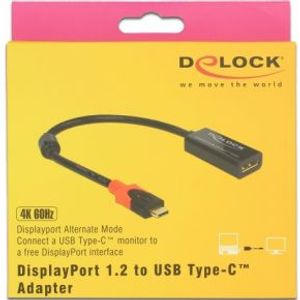 DeLOCK 63928 video kabel adapter 0,2 m USB Type-C DisplayPort 20 pin Zwart, Rood