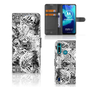 Telefoonhoesje met Naam Motorola G8 Power Lite Skulls Angel