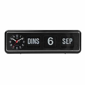 Kalenderklok analoog BQ-38 | Zwart | Senioren klok | Dementie klok | Dag, datum en tijdsaanduiding | WWV618902 | Twemco