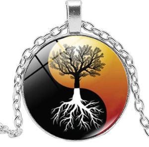 Zilverkleurige Ketting met Yin Yang en Levensboom - Spiritueel - Spiritueelboek.nl