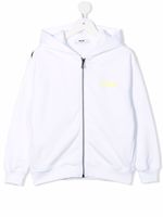 MSGM Kids hoodie zippé à logo imprimé - Blanc