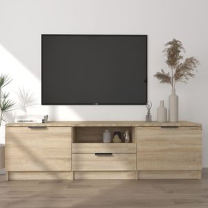 Tv-meubel 140x35x40 cm bewerkt hout sonoma eikenkleurig