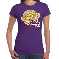 Disco Seventies party feest t-shirt - paars - voor dames - 70s party - verkleedkleding - Jaren 70