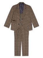 HOUSE OF CAVANI KIDS single-breasted checked three-piece suit - Marron - thumbnail