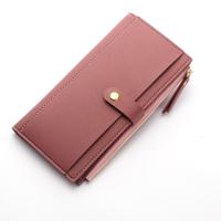 Lange vrouwen HASP lederen Clutch Coin Purse portefeuilles (Rose rood)