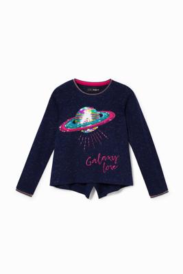 Wijde trui met print - BLUE - 13/14