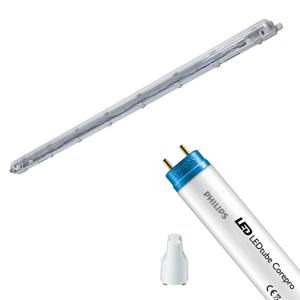 LED Waterdichte TL Armatuur met T8 Buis - Velvalux Strela - 150cm - Enkel - Koppelbaar - Waterdicht IP65 - Philips -