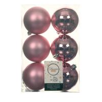Decoris Kerstballen - 12x st - lippenstift roze - D8 cm - kunststof - kerstversiering