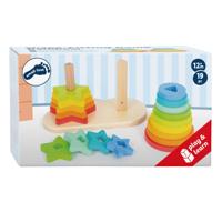 Small Foot houten stapeltoren regenboog cirkel en ster, 19dlg.