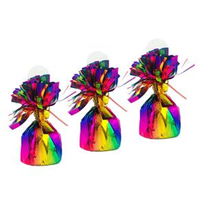 Ballon gewichtjes - 3x - regenboogkleur - 170 gram - gewichtjes voor helium ballontrosjes