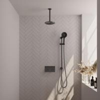 Brauer Gunmetal Carving Thermostatische Regendoucheset Inbouw - Hoofddouche 20 cm - Met Drukknoppen - Handdouche 3 Standen - Doucheslang - Geintegreerde Glijstang - Gunmetal