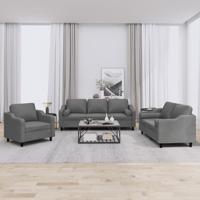 3-delige Loungeset met kussens stof donkergrijs