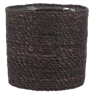 Mica Decorations Plantenmand - grijs - rotan - 20 x 20 cm   -