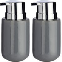 2x Stuks Zeeppompjes/dispensers van keramiek - grijs/zilver - 350 ml - thumbnail