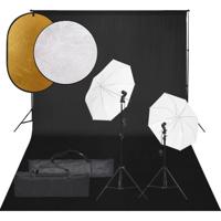 Fotostudioset met verlichtingsset, achtergrond en reflector