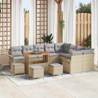 Tuinbankenset met kussen 13 pcs Beige poly rattan
