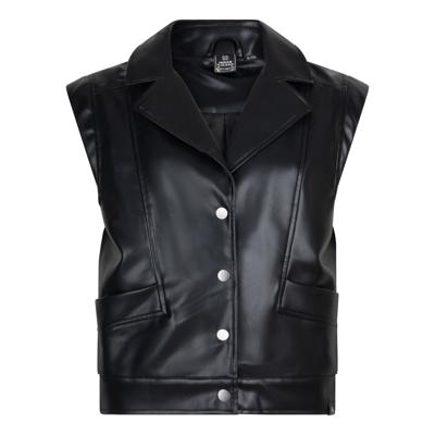 Vegan Leather Sleeveless Gilet Black