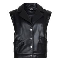 Vegan Leather Sleeveless Gilet Black