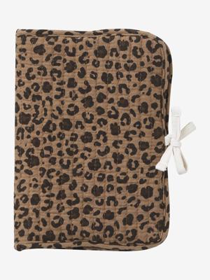 Beschermhoes voor schrift in ENVIE DE FRAISE luipaardkatoengaas, te personaliseren beige