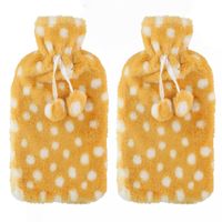 Warmwaterkruiken 2 liter met zachte fleece hoes goud/stippen 2x pieces