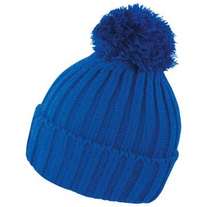 Result grof gebreide wintermuts met pompon - kobalt blauw - Wintermutsen voor dames/heren