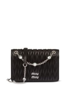 Miu Miu sac à bandoulière en cuir - Noir