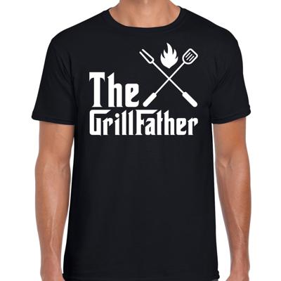 The Grillfather bbq - barbecue cadeau t-shirt - zwart - voor heren - vaderdag
