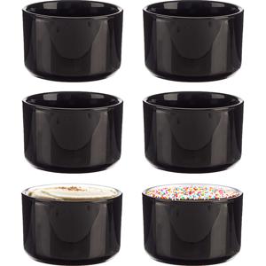 Vessia amuse/dessert kommetjes/serveer schaaltjes - set 6x stuks - zwart - 10 x 6 cm - keuken/tafel