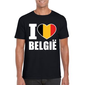 Zwart I love Belgie fan shirt heren