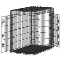 Robuuste, draagbare hondenkooi met 2 verwijderbare deuren, Zwart / XXL (122 x 74 x 114 cm)