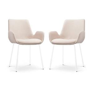 Nolon Nora-Eef Eetkamerstoelen Set van 2 - Beige - Witte Poten