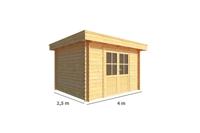 Tuinhuisje Blokhut Lisa 400 cm bij 250 cm diep Plat dak - Warentuin collection
