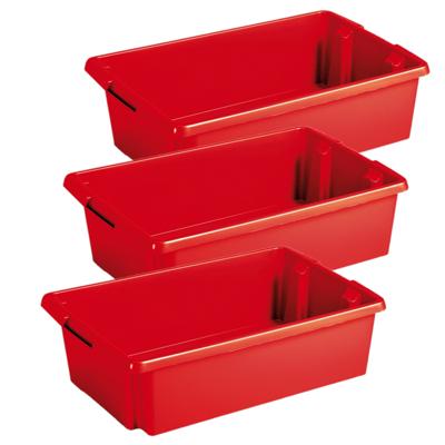 Sunware opslagbox Nesta - 3x - kunststof - 30 liter - rood - 59 x 39 x 17 cm Sunware opslagbox Nesta - 3x - kunststof - 30 liter - rood - 59 x 39 x 17 cm