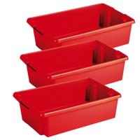 Sunware opslagbox Nesta - 3x - kunststof - 30 liter - rood - 59 x 39 x 17 cm